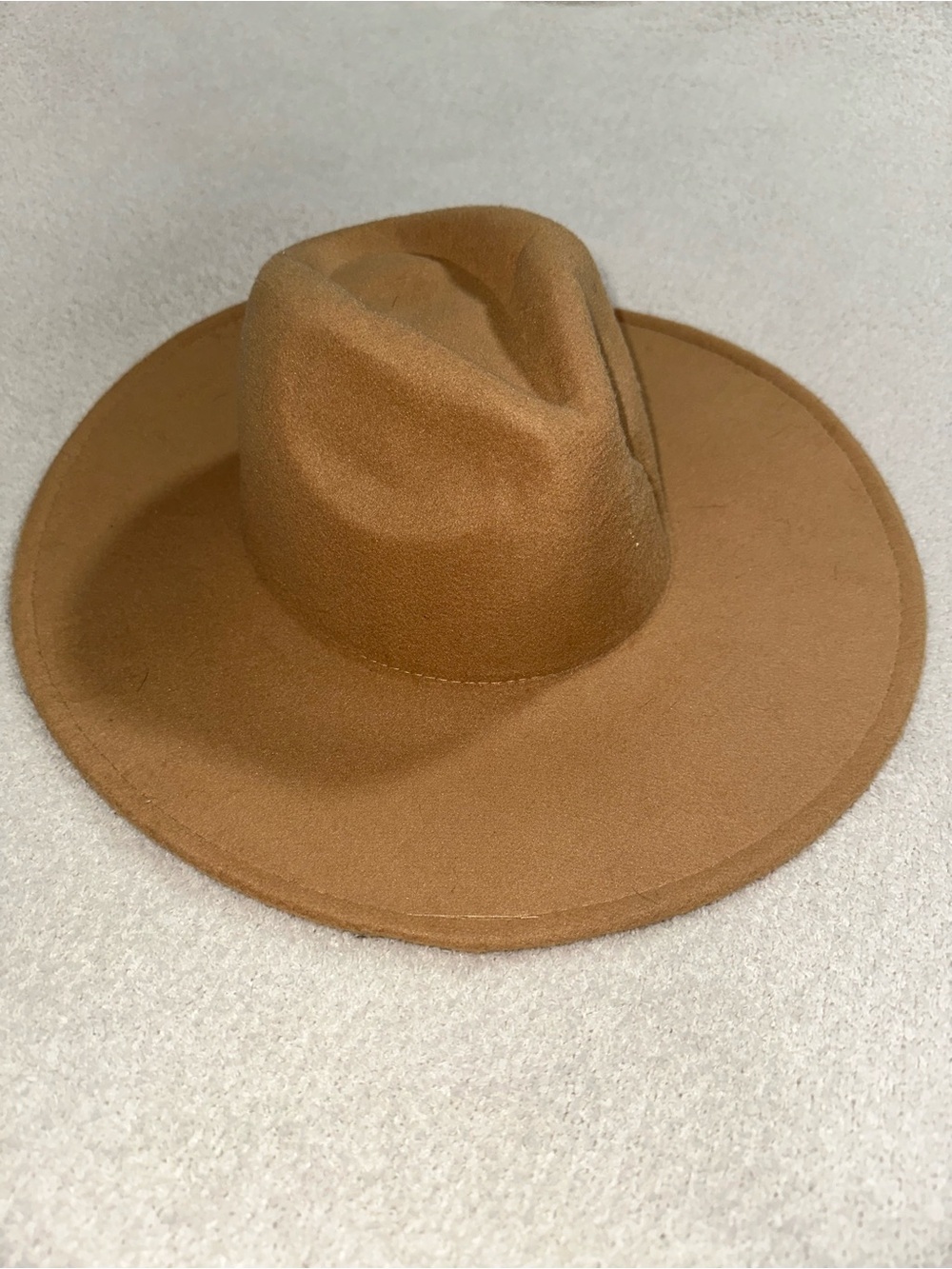 Pink Lily Suede Wide-Brim Hat - Camel Brown